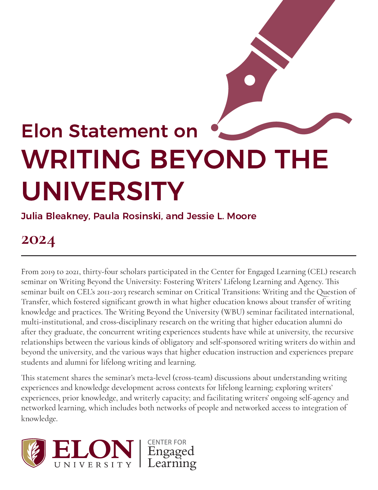 Cover image for Elon Statement on Writing Beyond the University